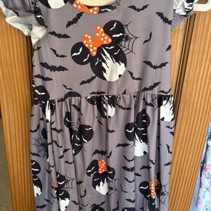 Girls' Halloween Mickey Print Dress in Gray and Black